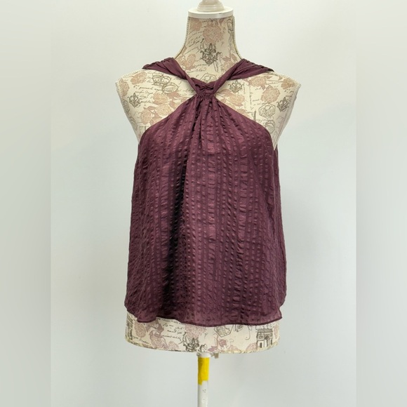 FRAME Deep eggplant sleeveless halter neck blouse size XS - Picture 7 of 15
